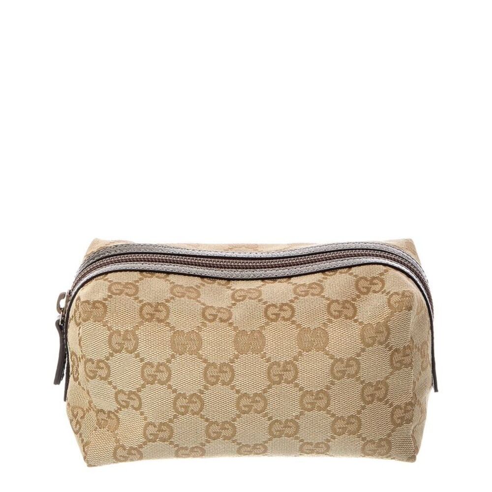 Gucci Brown Canvas & Leather Pouch (Authentic Pre-Loved)